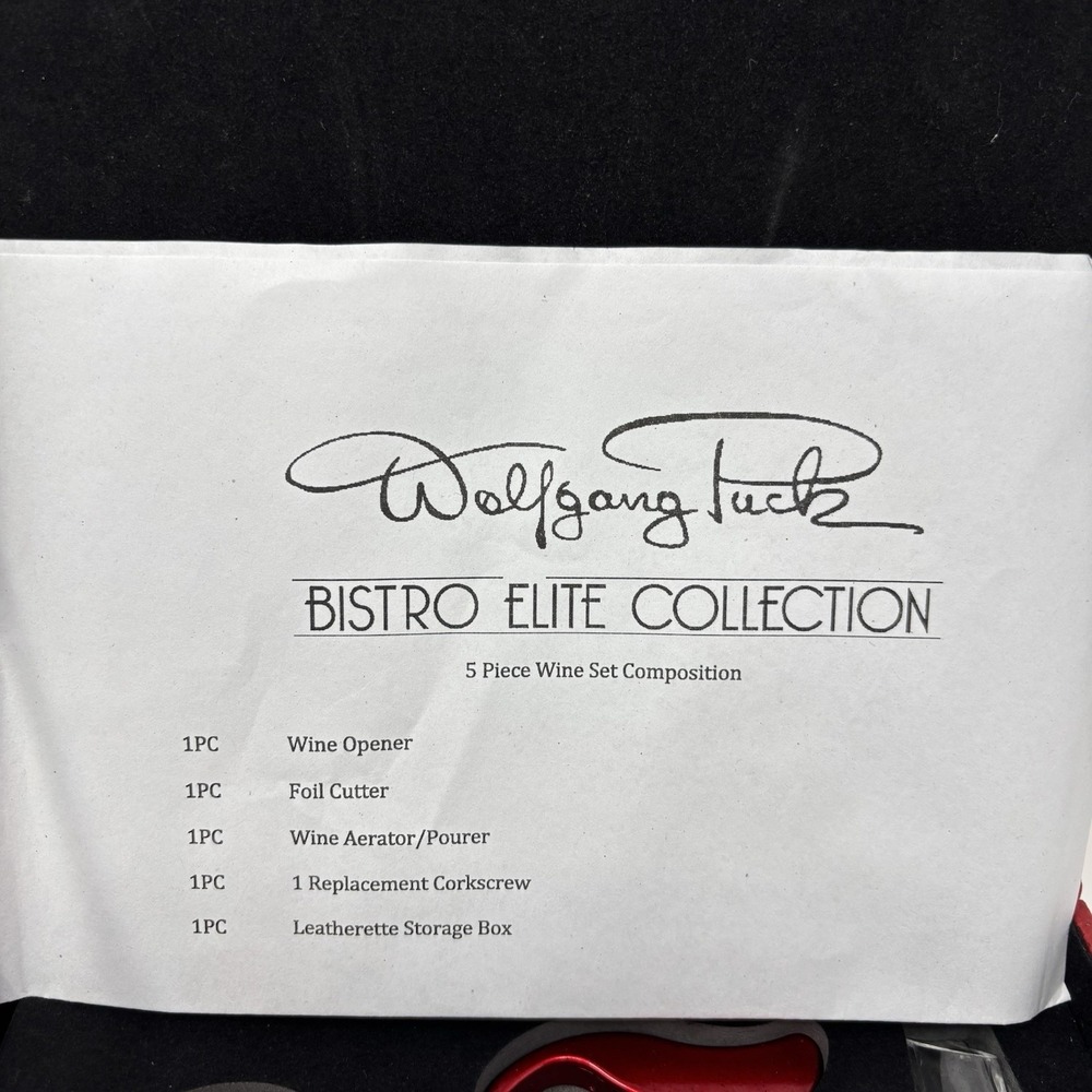 Wolfgang Puck 5-Piece Wine Set New Red Bistro Elite Collection - Picture 4 of 6